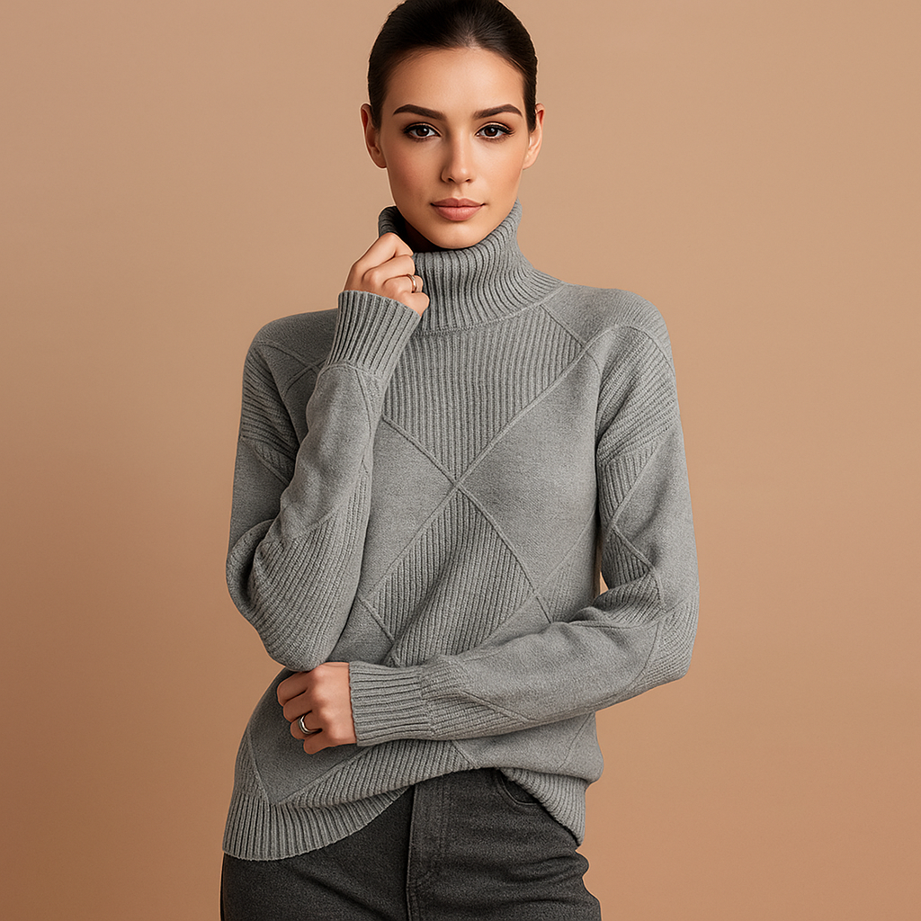 Pull en cachemire pour femmes - Col montant doux et chaud