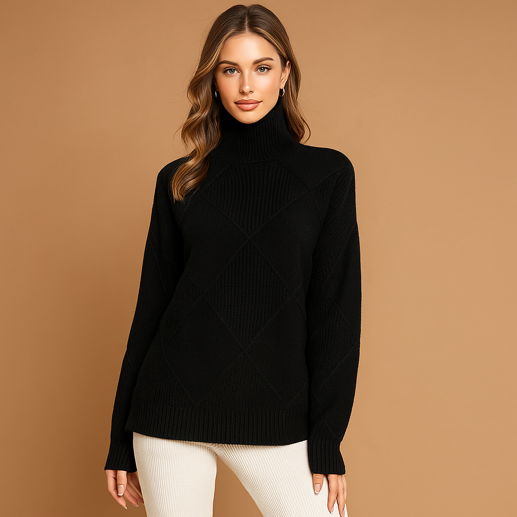 Pull en cachemire pour femmes - Col montant doux et chaud