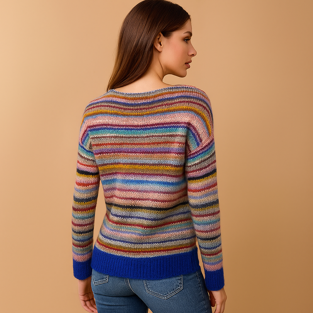 Pull élégant à rayures - Manches longues - Confort et style