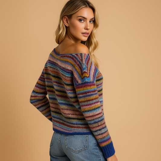 Pull élégant à rayures - Manches longues - Confort et style