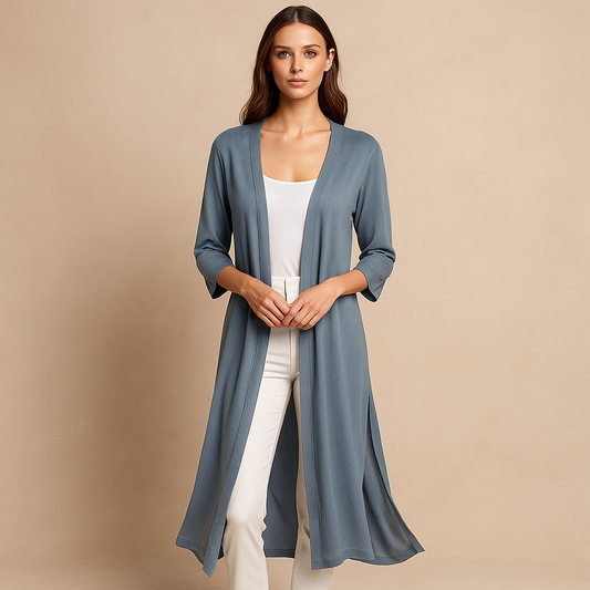 Cardigan Long Élégant en Maille Douce