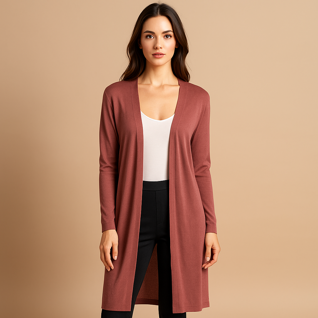 Cardigan Long Élégant en Maille Douce