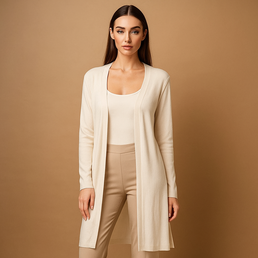 Cardigan Long Élégant en Maille Douce