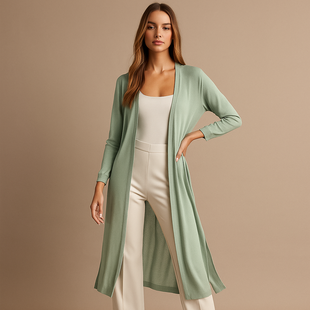 Cardigan Long Élégant en Maille Douce
