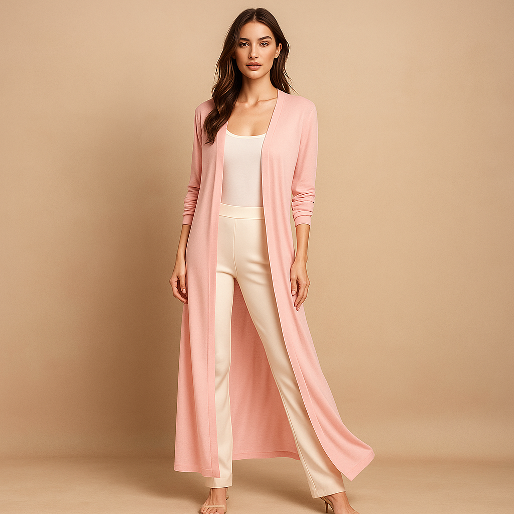 Cardigan Long Élégant en Maille Douce