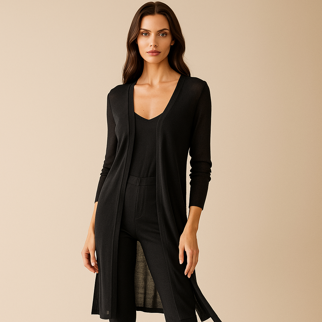 Cardigan Long Élégant en Maille Douce