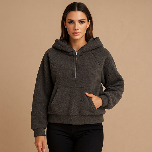 Sweat à capuche femme - fermeture éclair courte - poches confortables