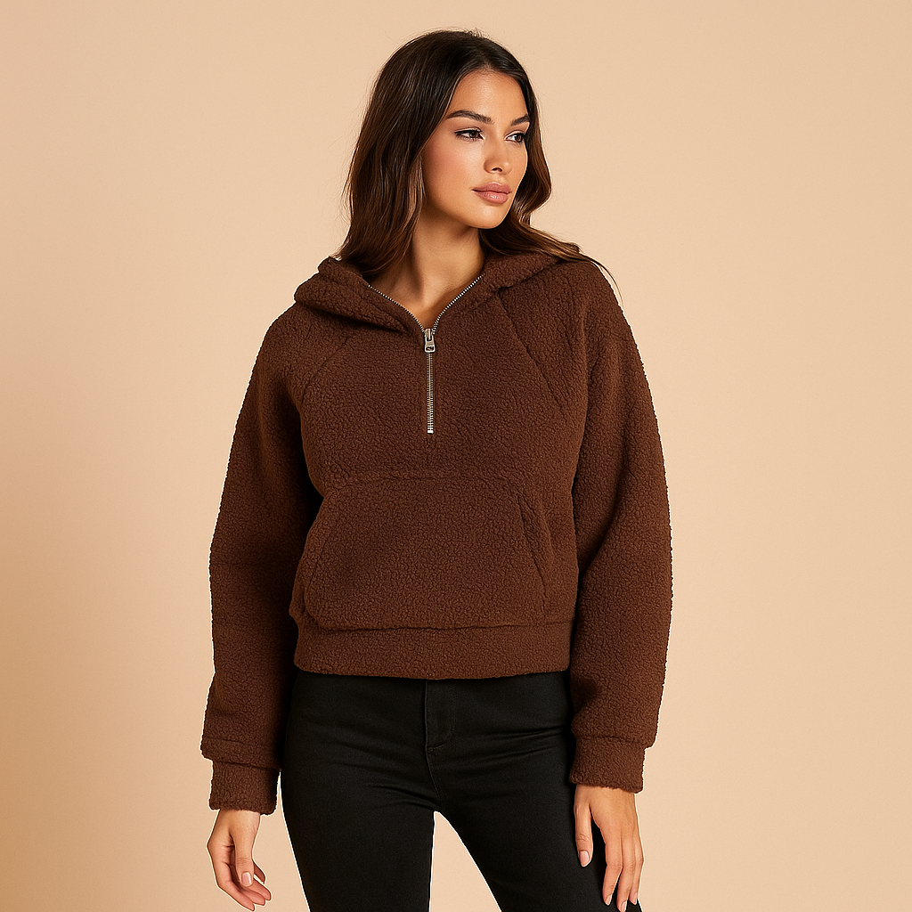 Sweat à capuche femme - fermeture éclair courte - poches confortables