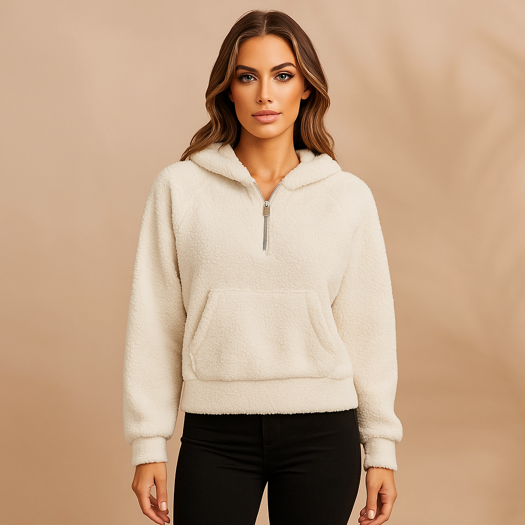 Sweat à capuche femme - fermeture éclair courte - poches confortables