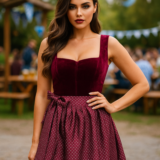 Robe Dirndl Élégante Rouge Fête