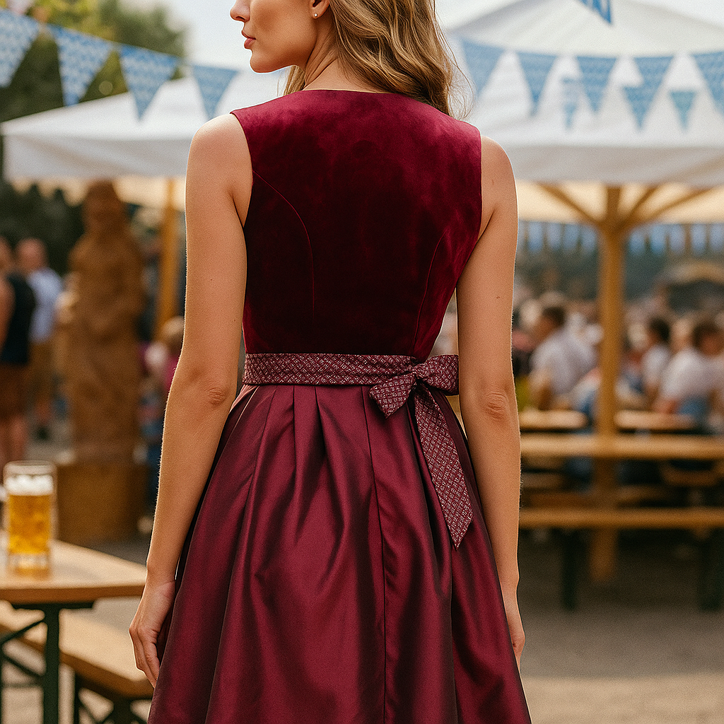 Robe Dirndl Élégante Rouge Fête