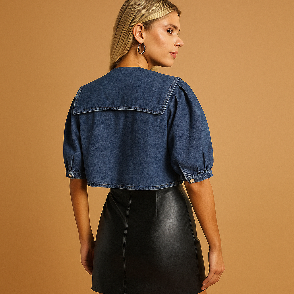 Veste femme en denim col moderne
