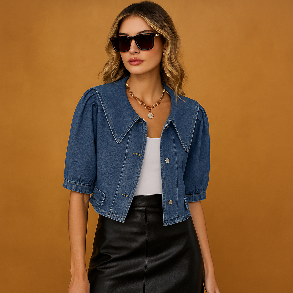 Veste femme en denim col moderne