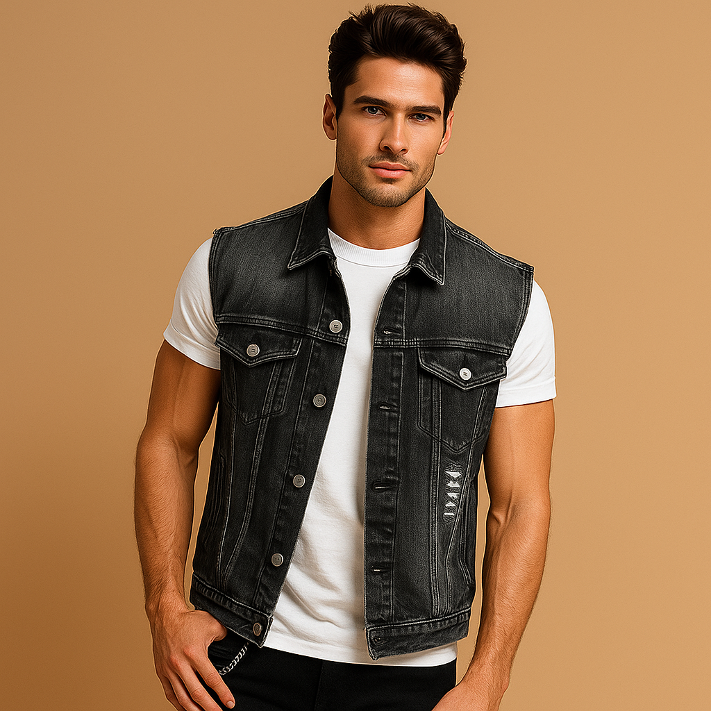 Veste de moto homme en jean robuste