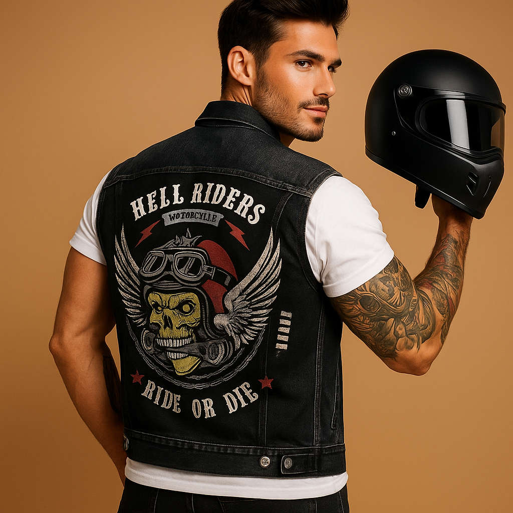 Veste de moto homme en jean robuste