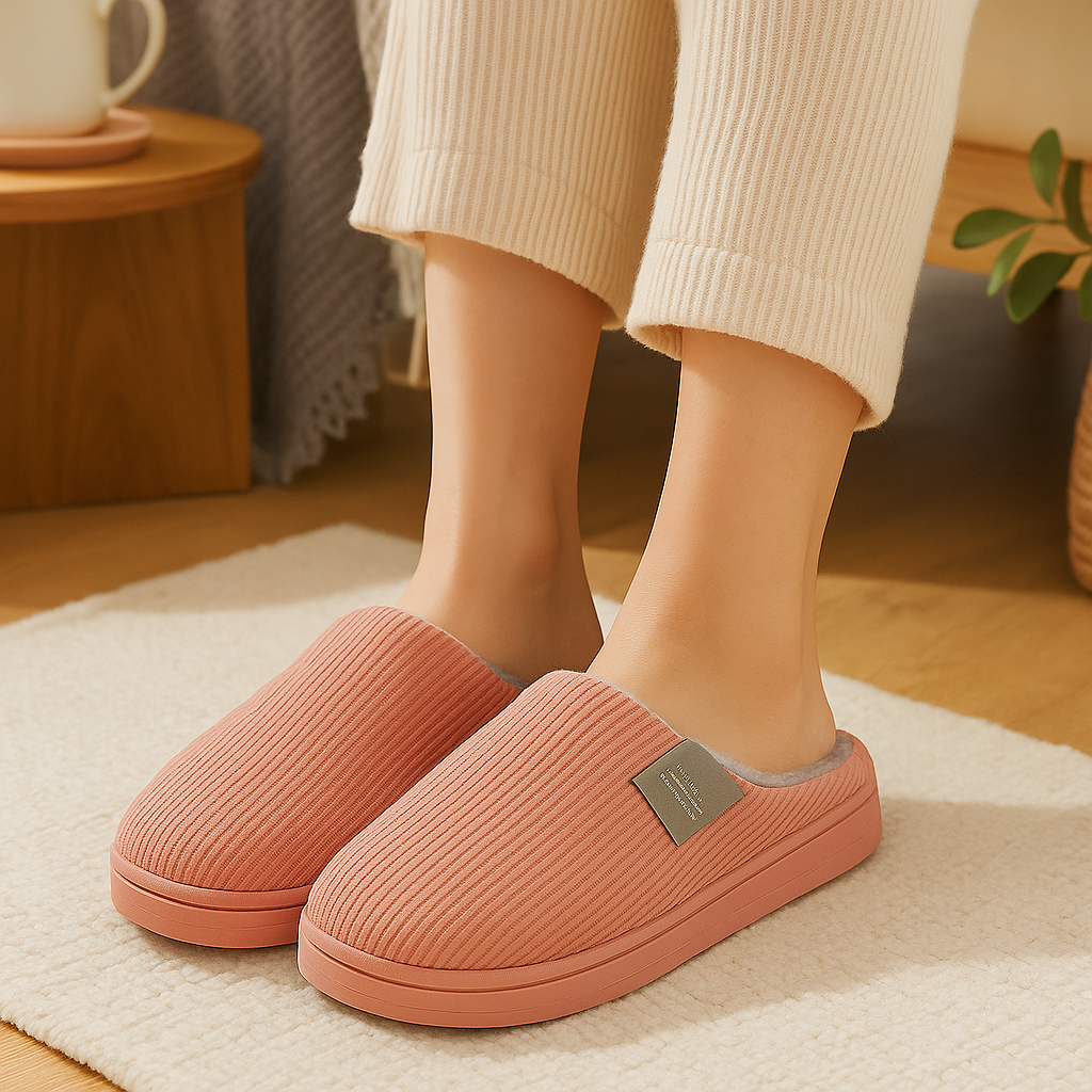 Chaussons d’intérieur unisexe en peluche douce