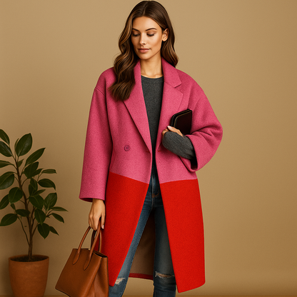 Manteau long à carreaux femme tissu premium – Milla