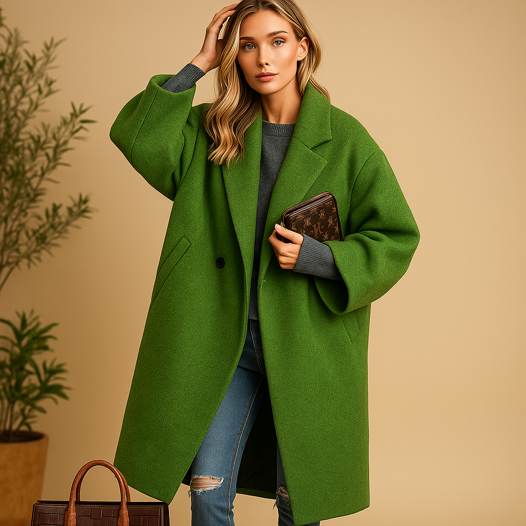 Manteau long à carreaux femme tissu premium – Milla