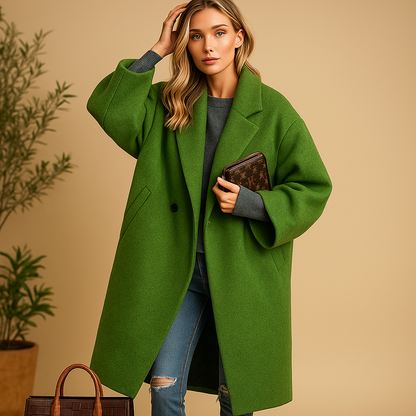 Manteau long à carreaux femme tissu premium – Milla