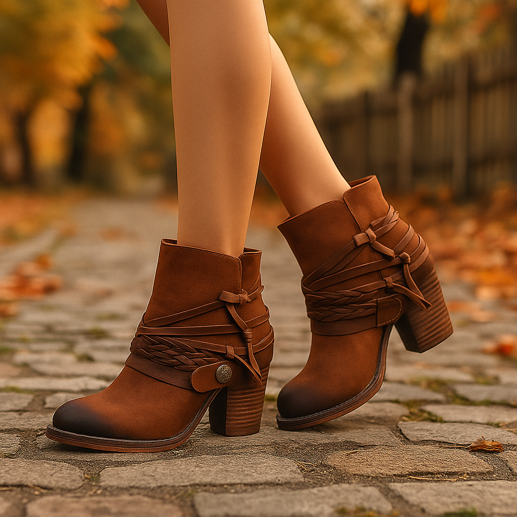 Bottines vintage en cuir femme