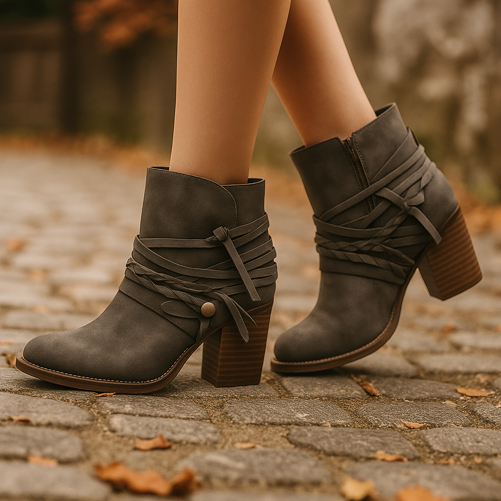Bottines vintage en cuir femme
