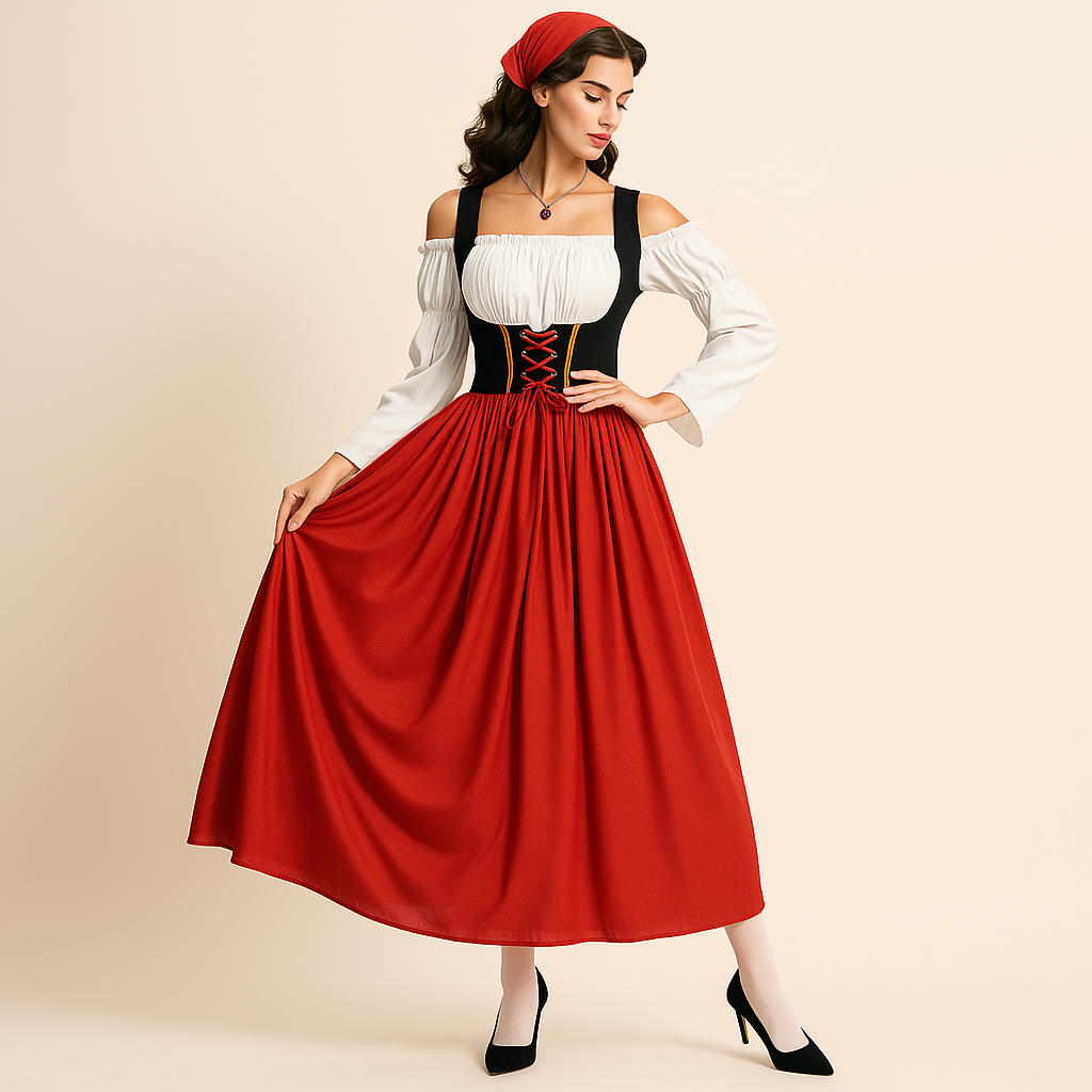 Robe dirndl longue traditionnelle femme