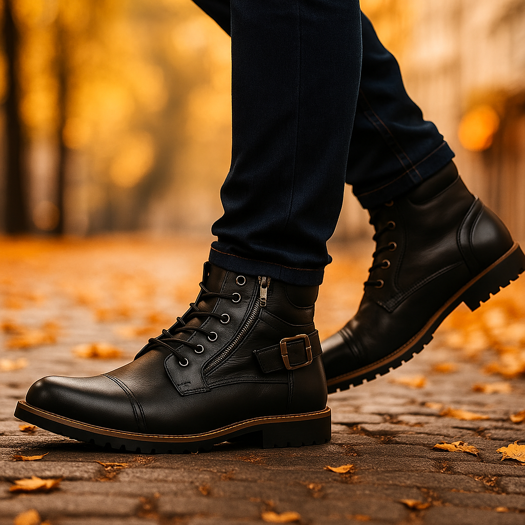 Rhion - Bottes Moto Homme Cuir Antidérapantes