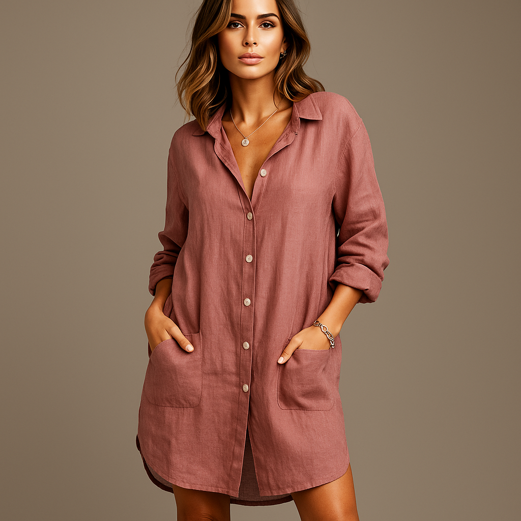 Robe Chemise Ample en Coton et Lin