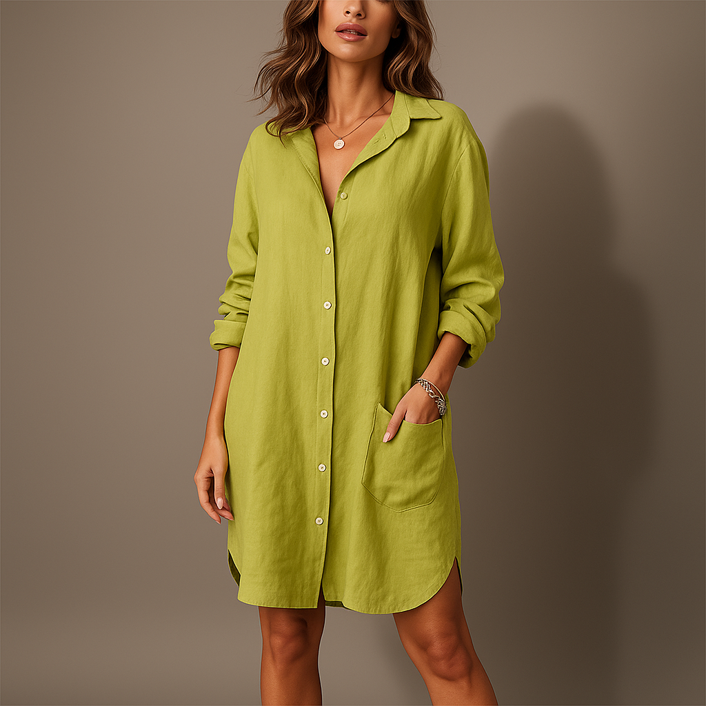 Robe Chemise Ample en Coton et Lin