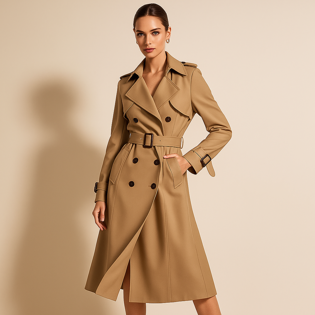 Pavia – Long trench-coat élégant pour femme, coupe intemporelle