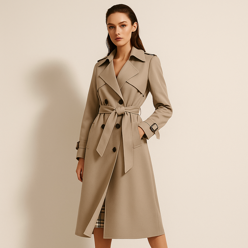 Pavia – Long trench-coat élégant pour femme, coupe intemporelle