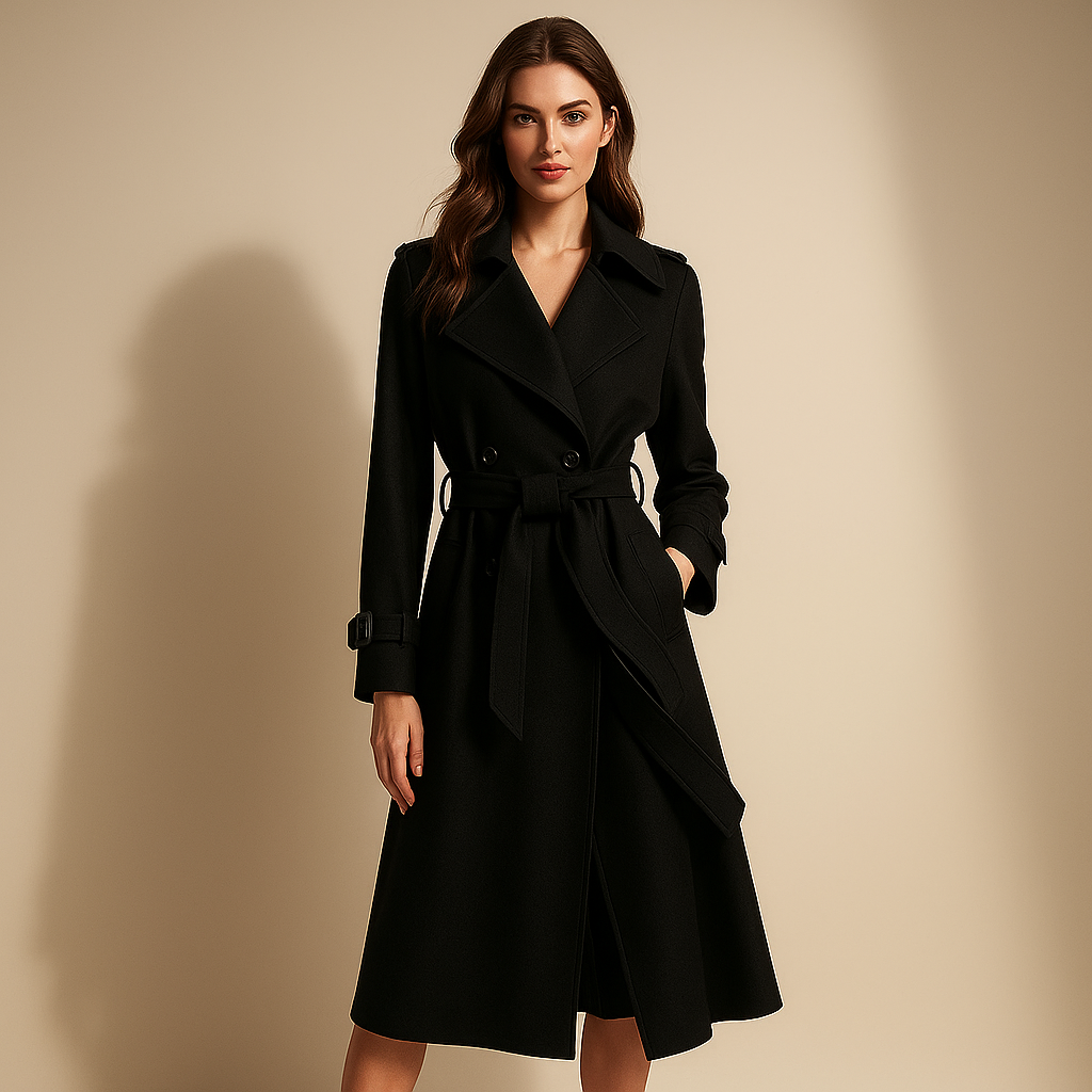 Pavia – Long trench-coat élégant pour femme, coupe intemporelle