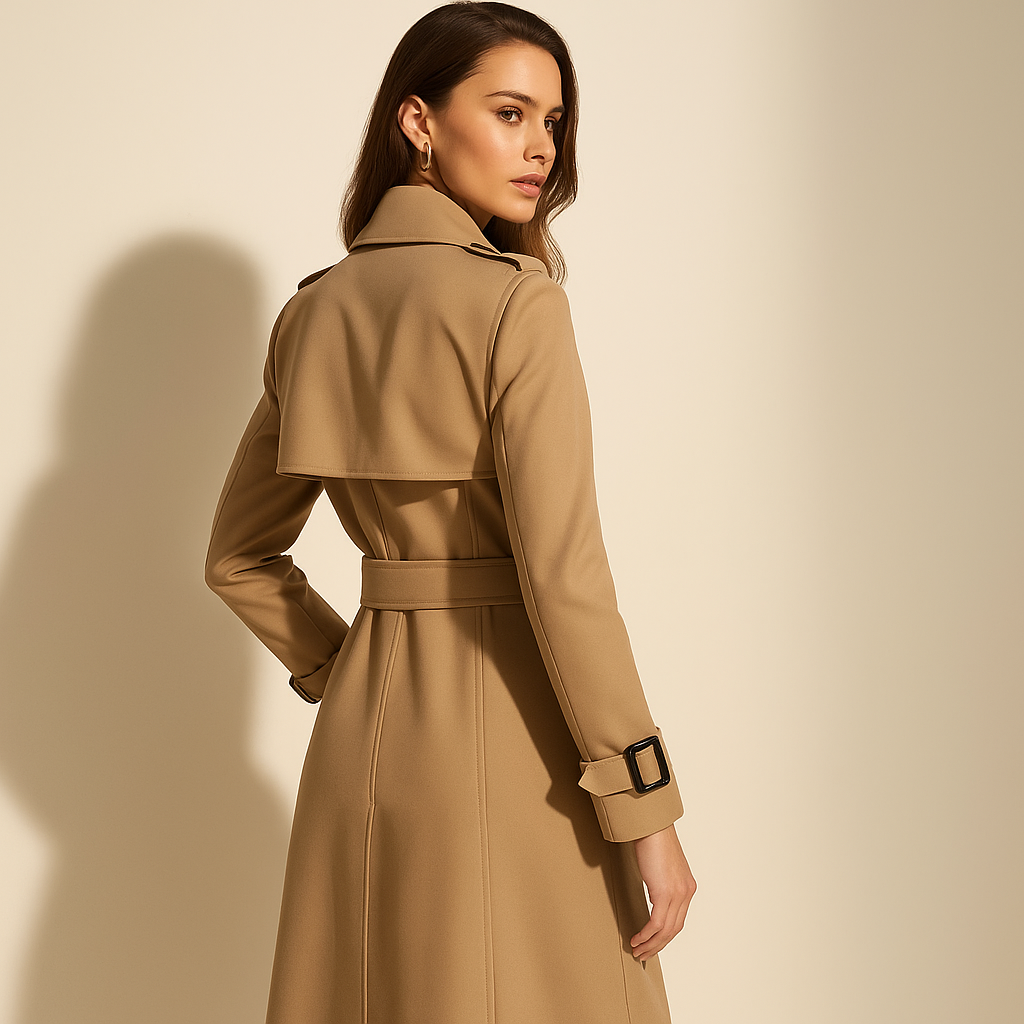 Pavia – Long trench-coat élégant pour femme, coupe intemporelle