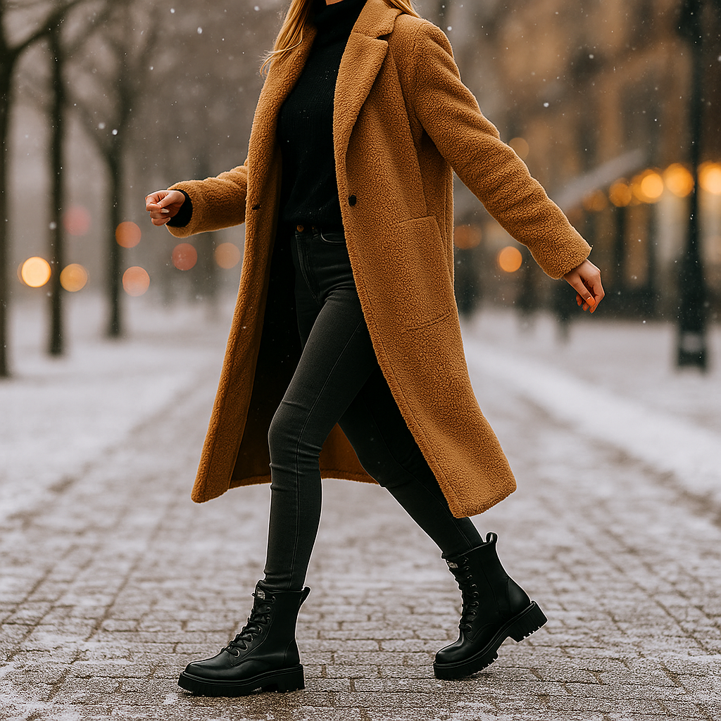 Bottes d’hiver noires en cuir pour femmes