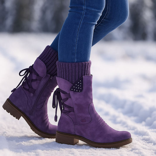 Bottines Hiver Suédées avec Détail Lacé