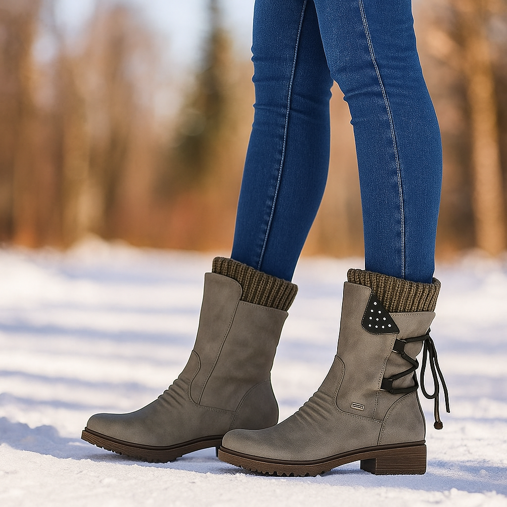 Bottines Hiver Suédées avec Détail Lacé