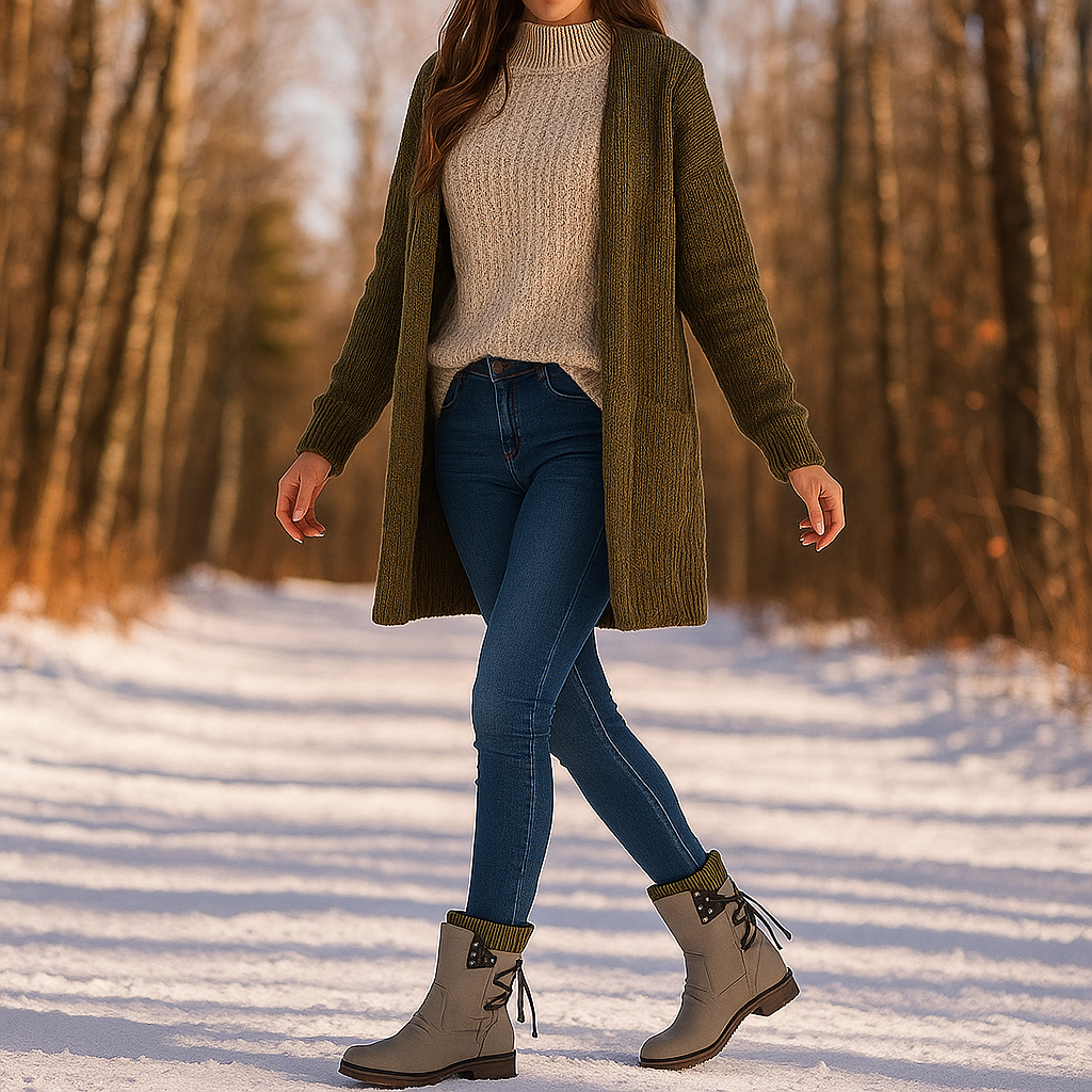 Bottines Hiver Suédées avec Détail Lacé