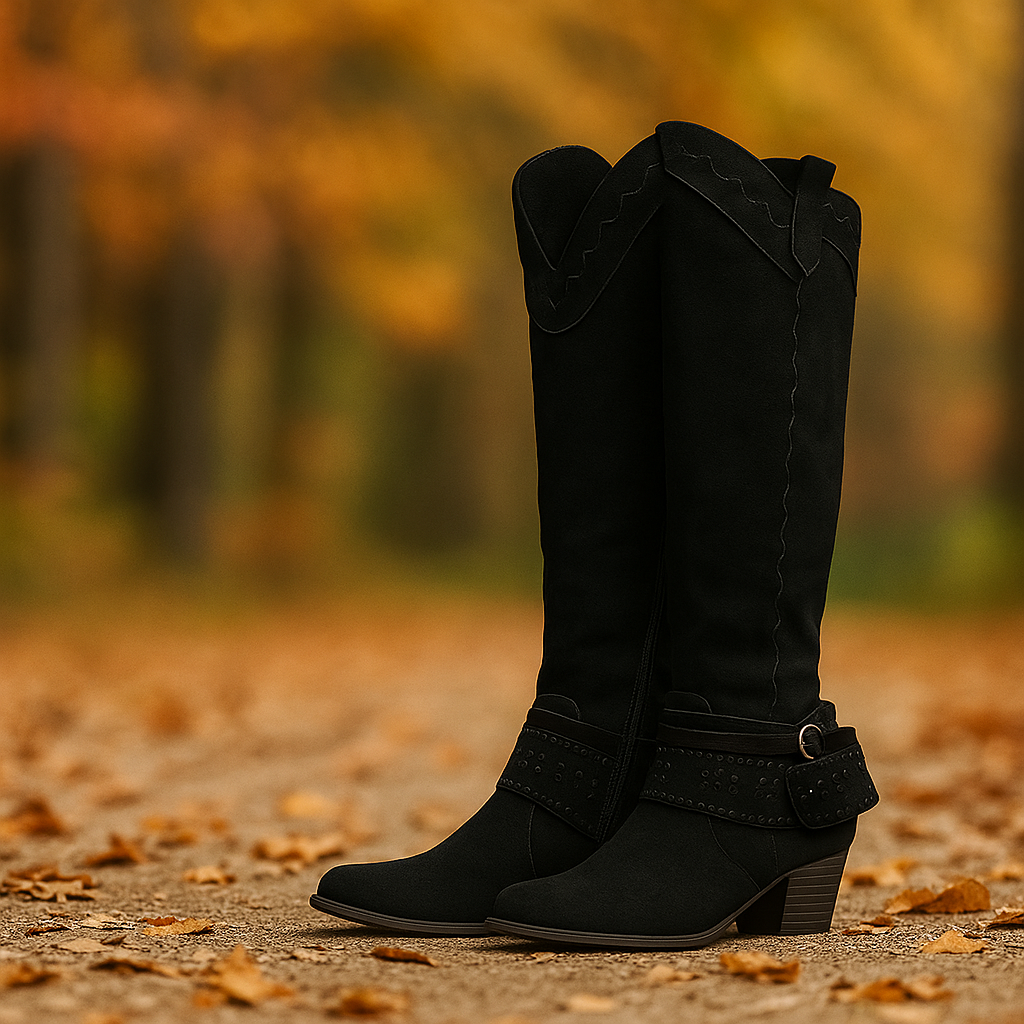 Bottes Femme – Suédé Élégant avec Broderie et Boucle