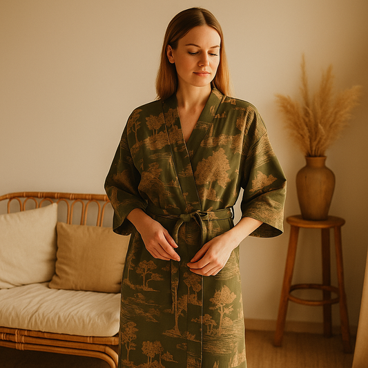 SilvaLoom – Kimono Peignoir Naturel et Élégant avec un Design Boho Intemporel