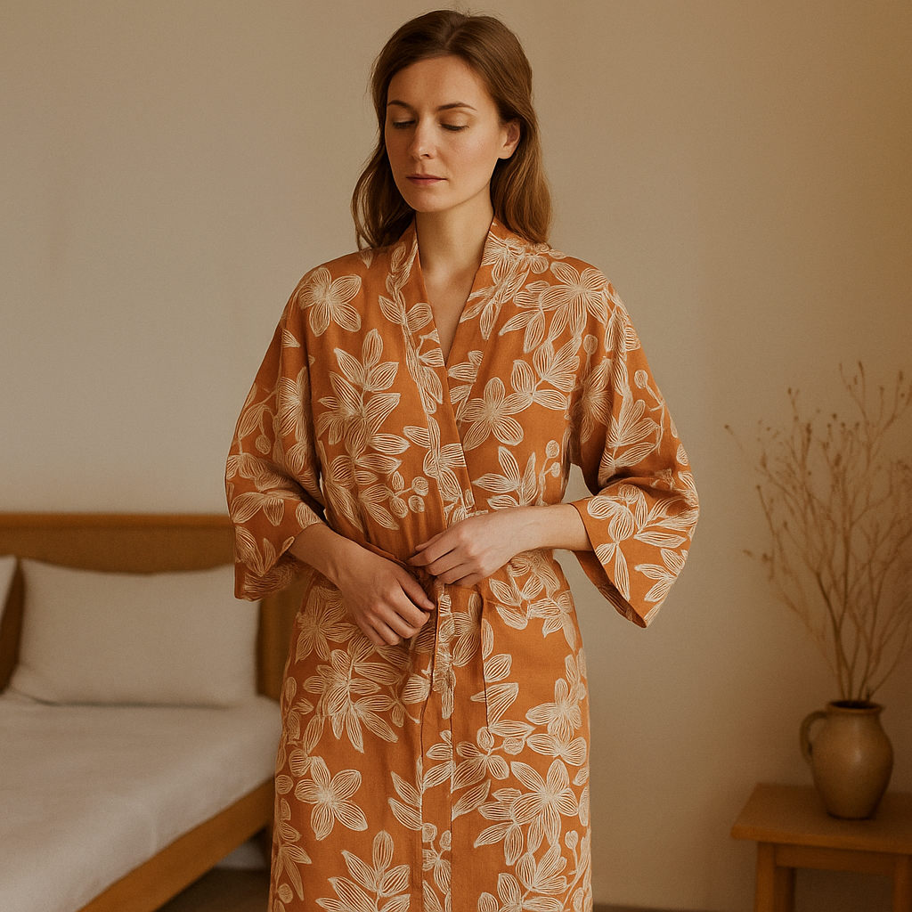 SereniLoom – Peignoir Kimono Doux et Respirant en Coton de Luxe pour des Moments de Détente