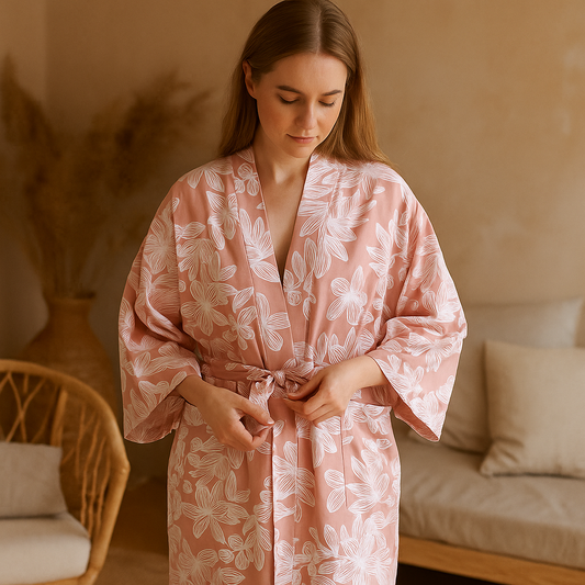 SereniLoom – Peignoir Kimono Doux et Respirant en Coton de Luxe pour des Moments de Détente