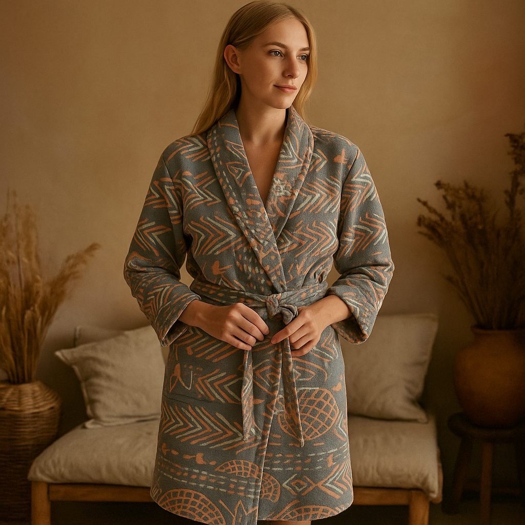 VelvetMorn – Peignoir Luxueux Doux en Mélange de Coton pour des Moments de Détente