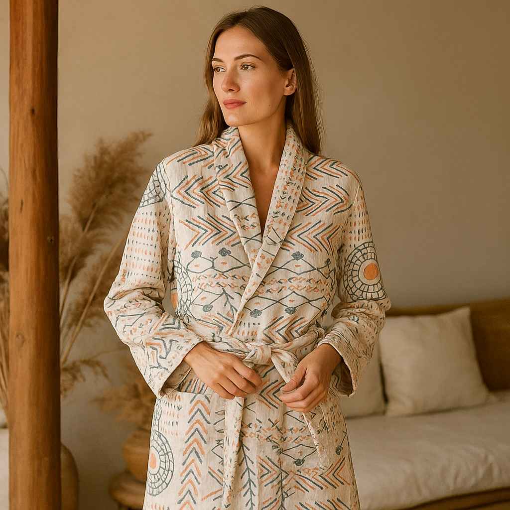VelvetMorn – Peignoir Luxueux Doux en Mélange de Coton pour des Moments de Détente