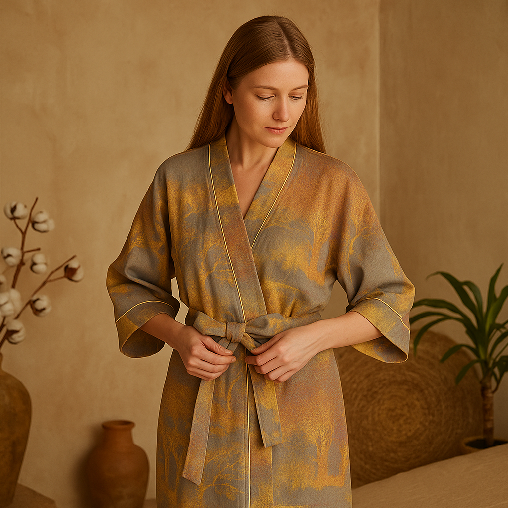 SereniLuxe – Peignoir Respirant et Élégant de Style Kimono pour un Maximum de Détente