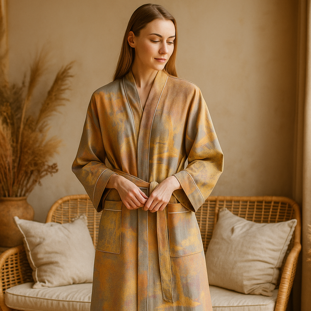 SereniLuxe – Peignoir Respirant et Élégant de Style Kimono pour un Maximum de Détente