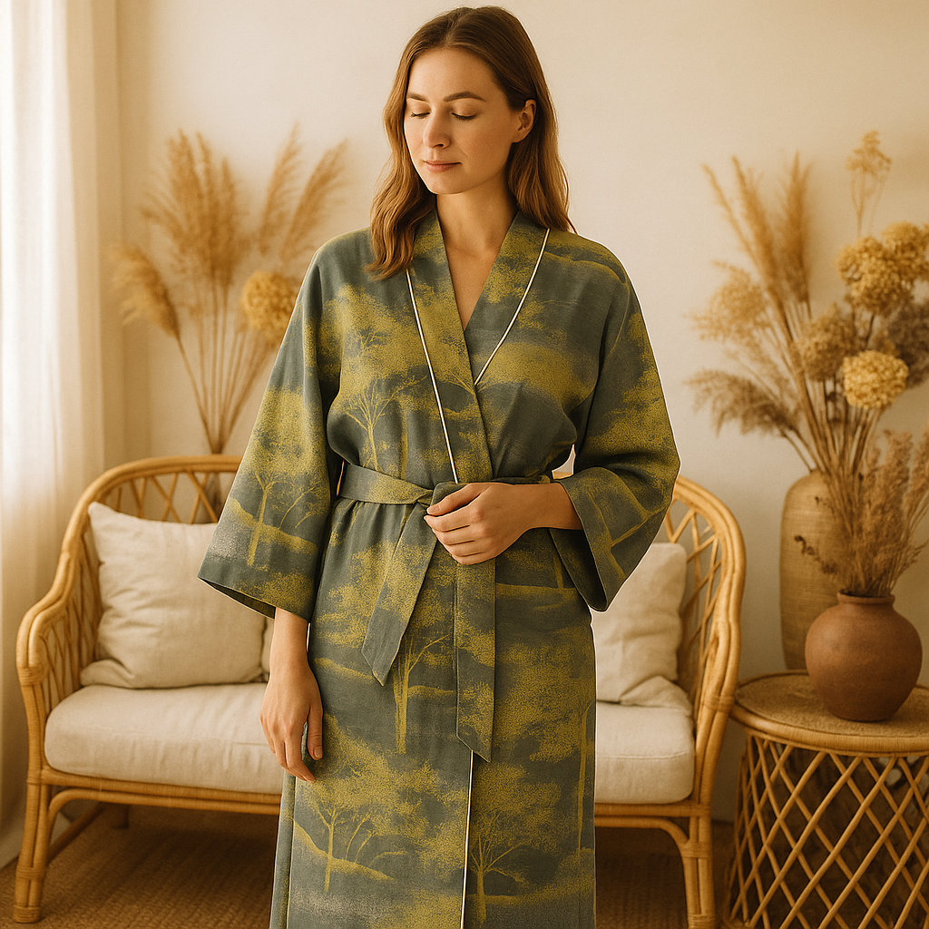 SereniLuxe – Peignoir en Coton Élégant avec une Touche d'Élégance Intemporelle