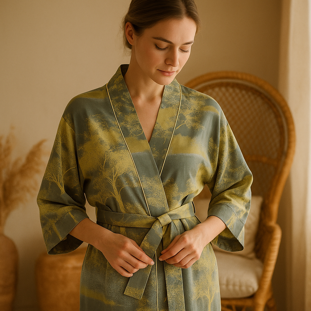 SereniLuxe – Peignoir en Coton Élégant avec une Touche d'Élégance Intemporelle