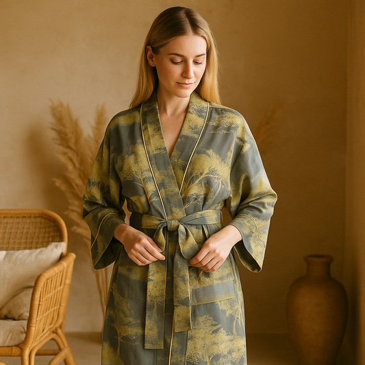 SereniLuxe – Peignoir en Coton Élégant avec une Touche d'Élégance Intemporelle