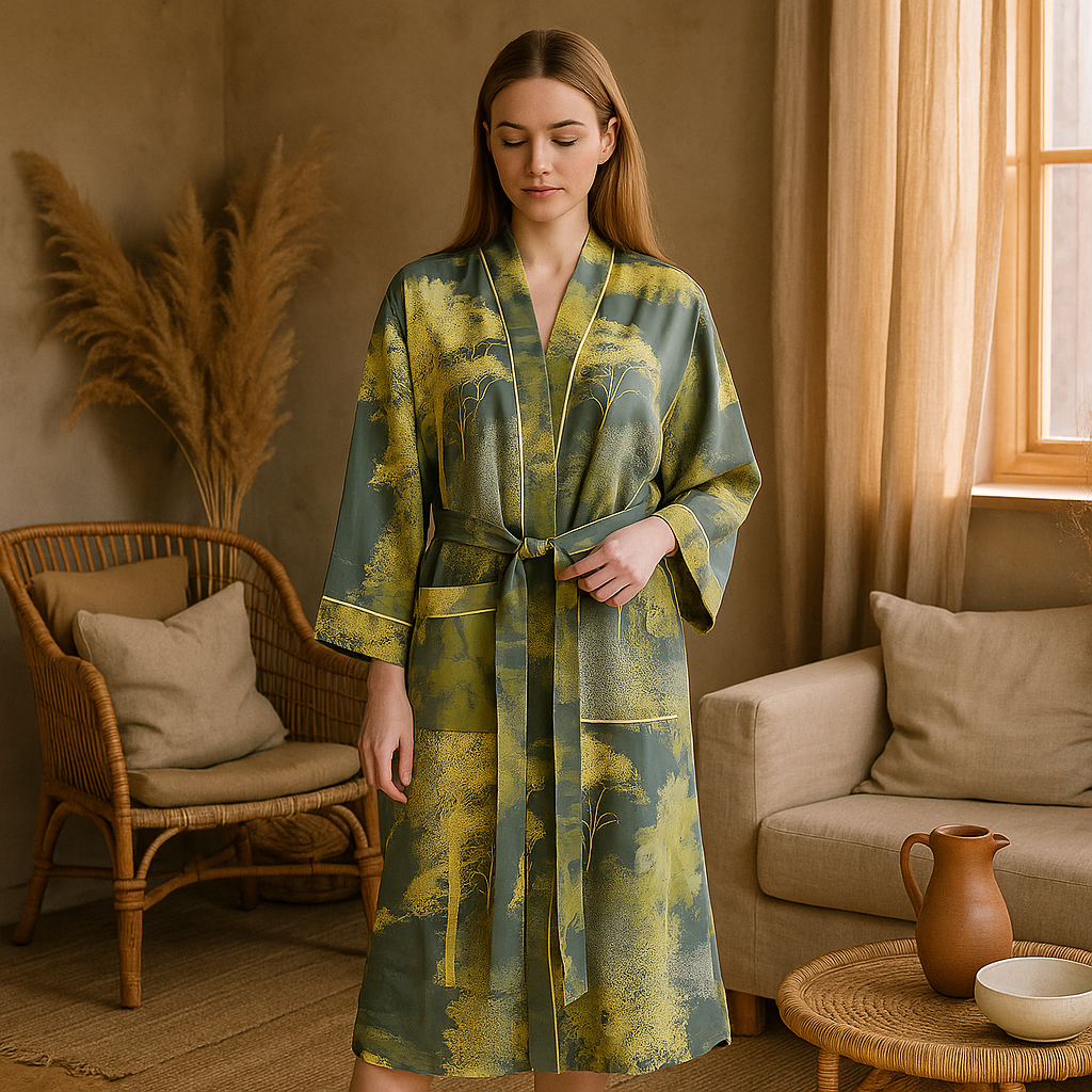 SereniLuxe – Peignoir en Coton Élégant avec une Touche d'Élégance Intemporelle