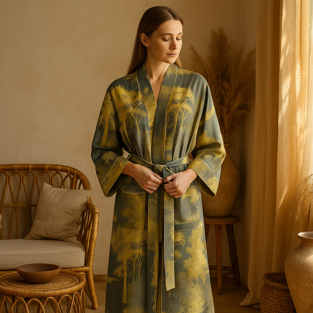 SereniLuxe – Peignoir en Coton Élégant avec une Touche d'Élégance Intemporelle